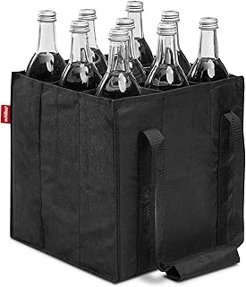 achilles Sac à Bouteilles pour 9 Bouteilles de 1,5 Litre, Sac de Transport avec séparateurs pour Bouteilles, Sac à provisions avec 9 Compartiments, 27 cm x 27 cm x 27 cm (Noir)