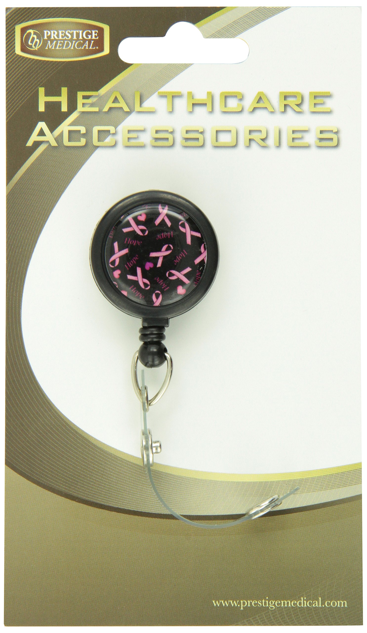 Prestige Medical S13-prb Retractable I.D. Tag, Pink Ribbon Black