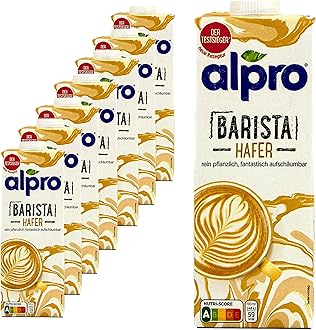 Alpro - Pack of 8 Barista oat drinks, 1 litre, oat drink 100% vegetable for frothing coffee, shakes and smoothies