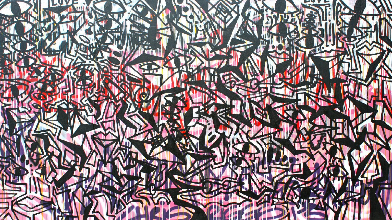 CHRIS RIGGS Original abstract fine art painting 96 x 57 pop street art spray paint NYC acrylic contemporary