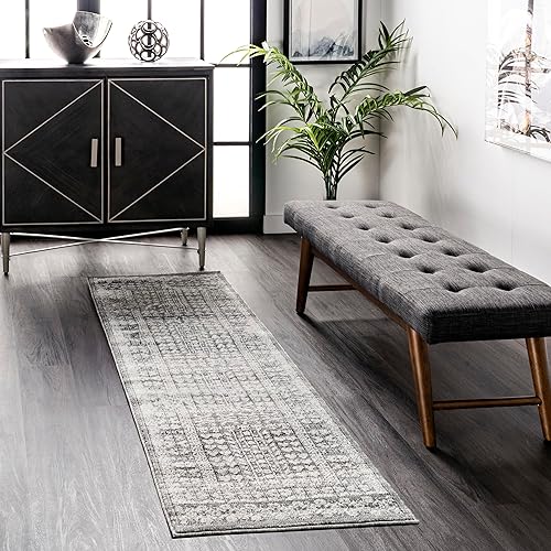 nuLOOM Melina - Alfombra griega envejecida, 2 x 6 pies, gris