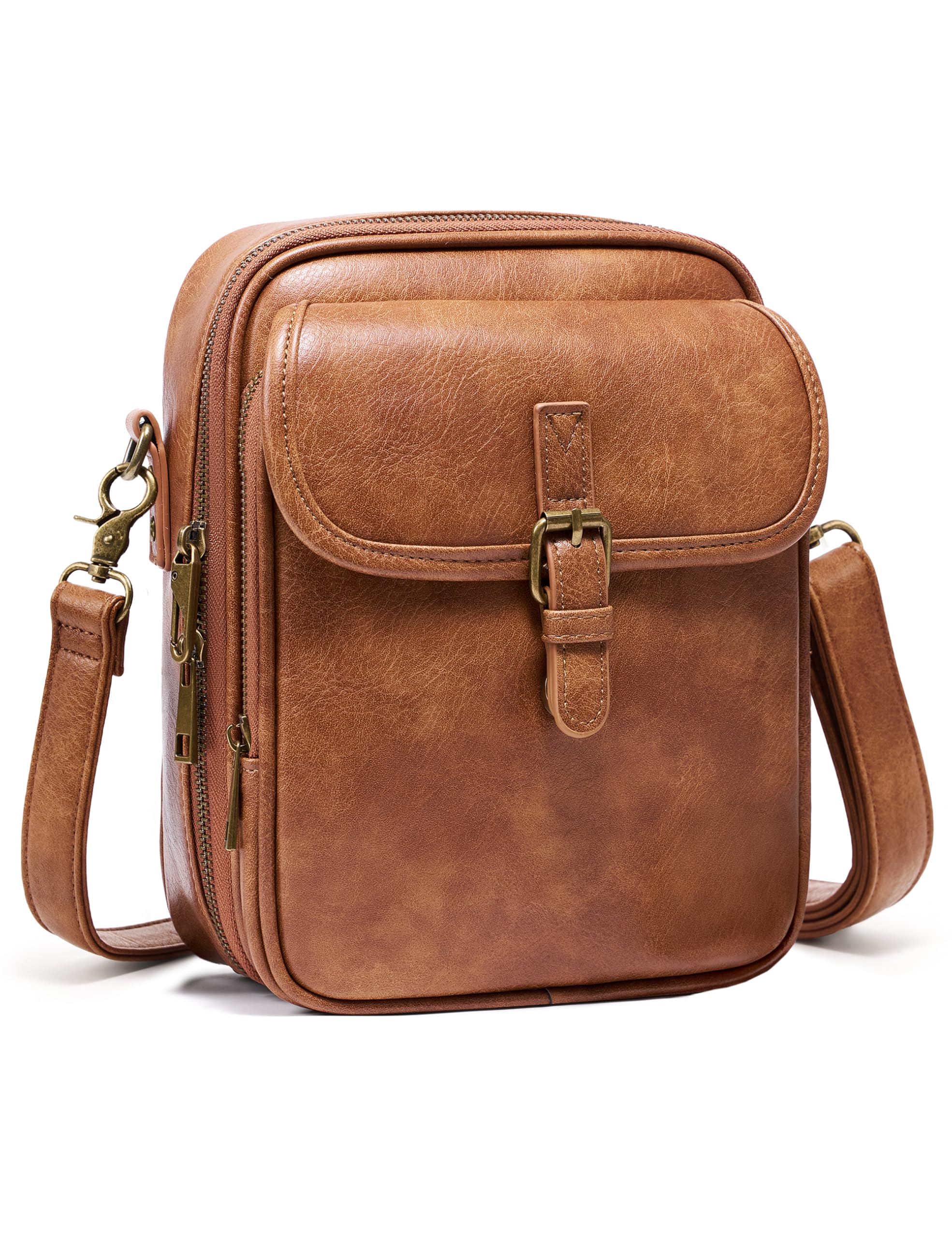 Crossbody Bag for Women Men Vegan Leather Anti-Theft Messenger Shoulder Bag Vintage Cross Body Purse with Card Slots