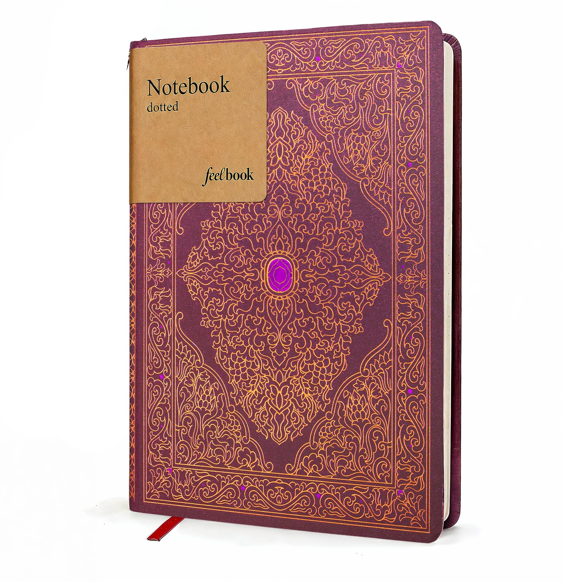 Taccuino con copertina rigida, formato A5, 160 pagine punteggiate con motivo bacche ornamentali
