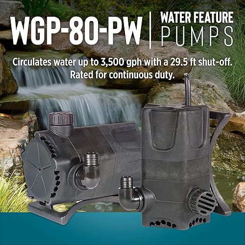 Miniatura 5 de Little Giant WGP-80-PW 115 voltios, 3500 GPH Bomba sumergible de cascada y estanque de accionamiento directo de doble descarga, color negro, 566417