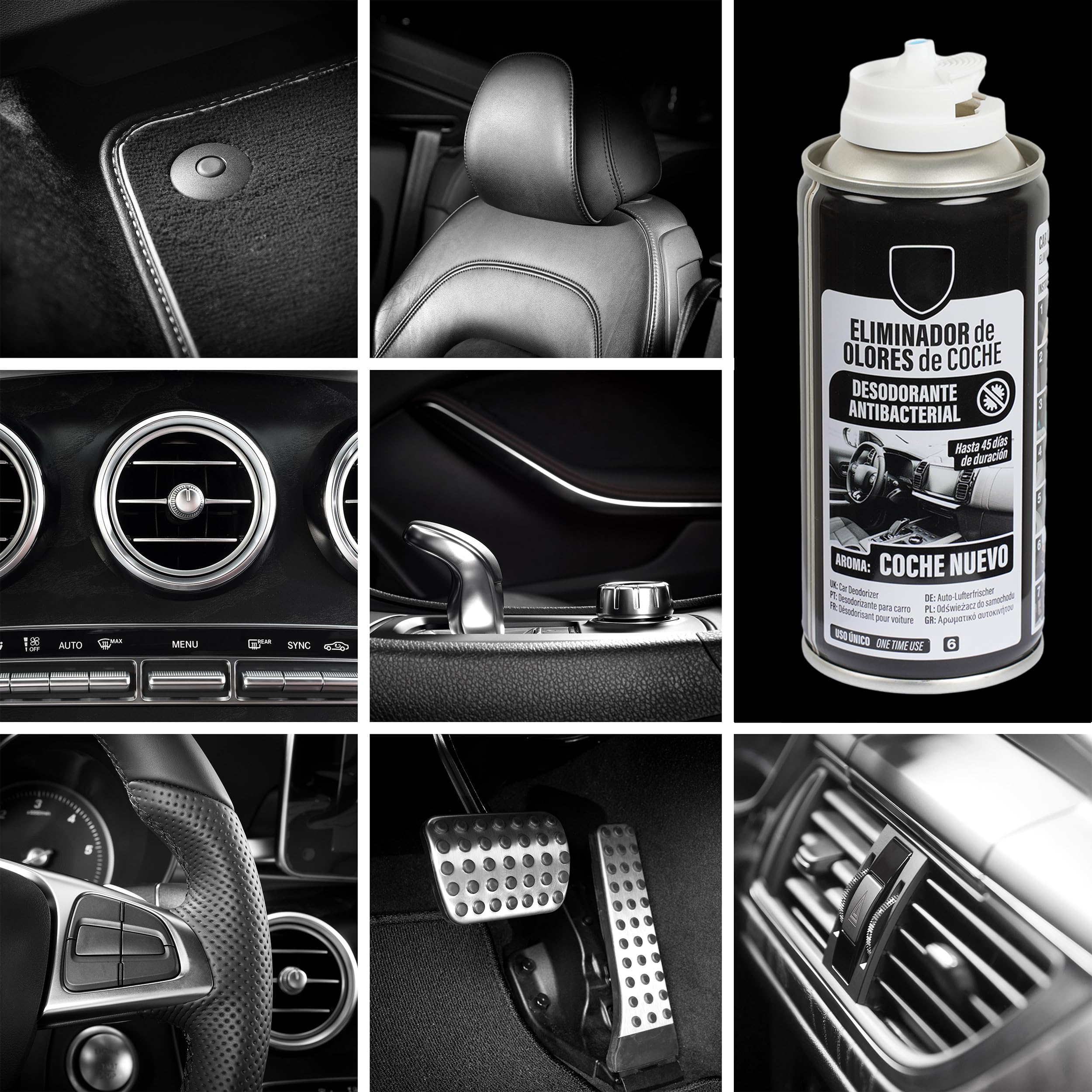 Eliminador de Olores para Coche 150ml – Desodorante Antibacterial de Descarga Única, Elimina Humedad y Olores – Ambientador Rápido para Climatizador y Habitáculo - Coche nuevo, 1 Unidad