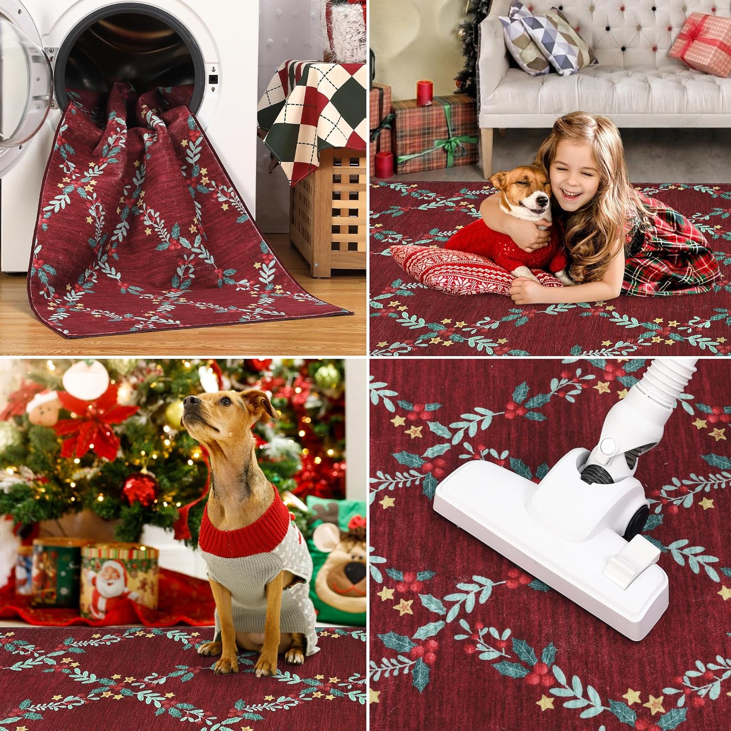 Garvee Christmas Runner Rug 2x8 for Hallways, Kitchen Rugs Non-Slip Washable Entryway Bathroom Rugs, Holiday Tree Snow Winter Xmas Floor Carpet for Hall Bedroom
