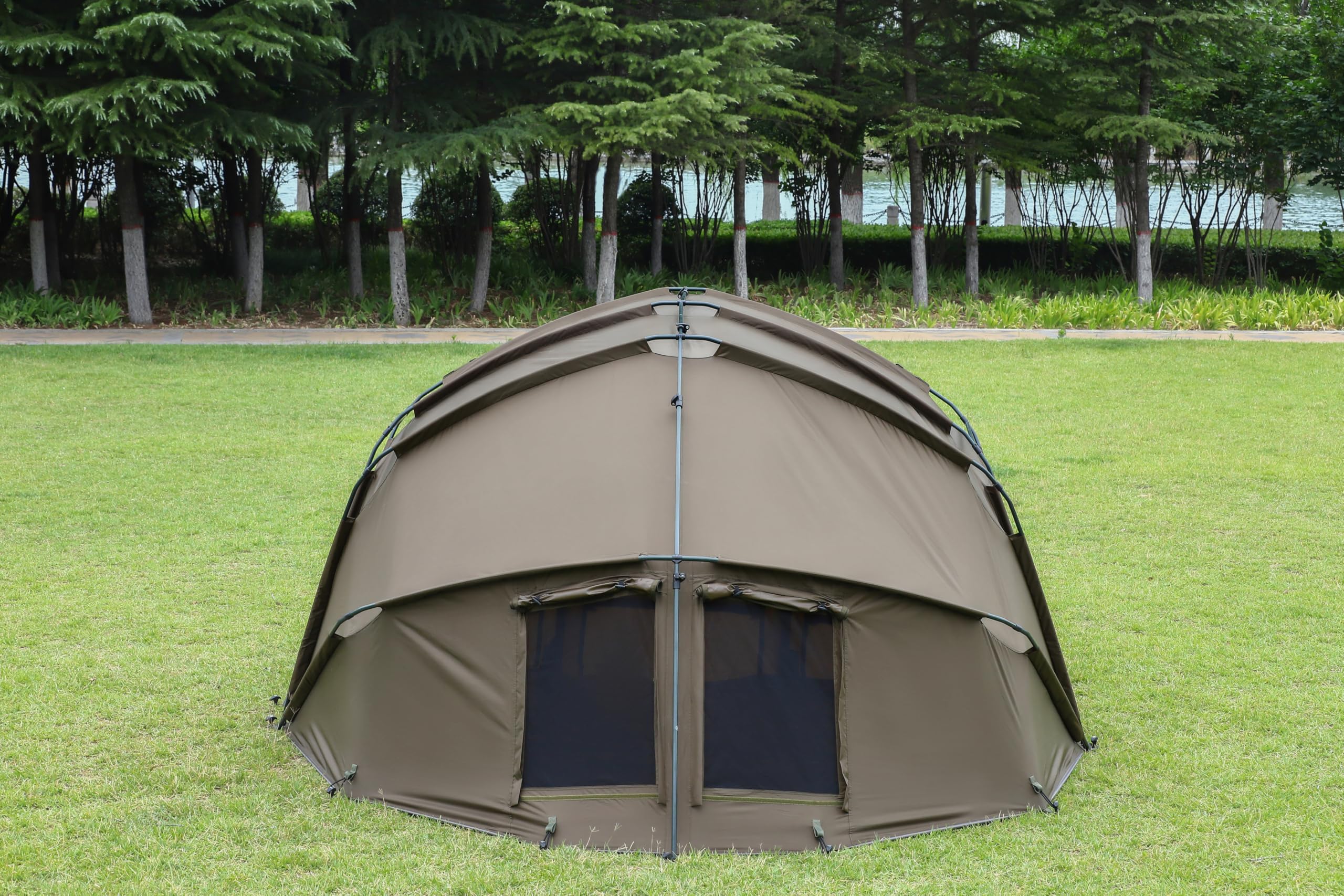 MK-Angelsport 1-2 Personen Karpfenzelt Angelzelt Bivvy Fort Knox 2.0 Anglerzelt - 160cm hohe Innenkabine - 3,02x2,92x1,65m groß 3
