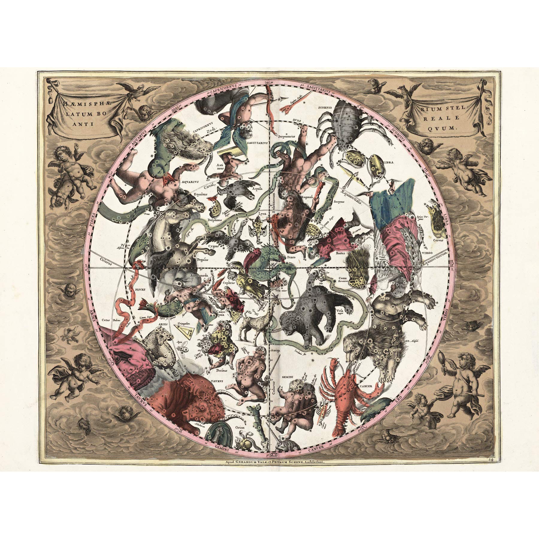 Map Keller 1708 Star Constellations Space Pictorial Large Wall Art Poster Print Thick Paper 18X24 Inch