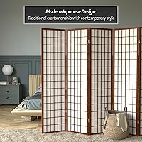 Vista 24 de Red Lantern Panel de ventana Shoji de 6 pies de alto, divisor de habitación de 3 paneles de palisandro