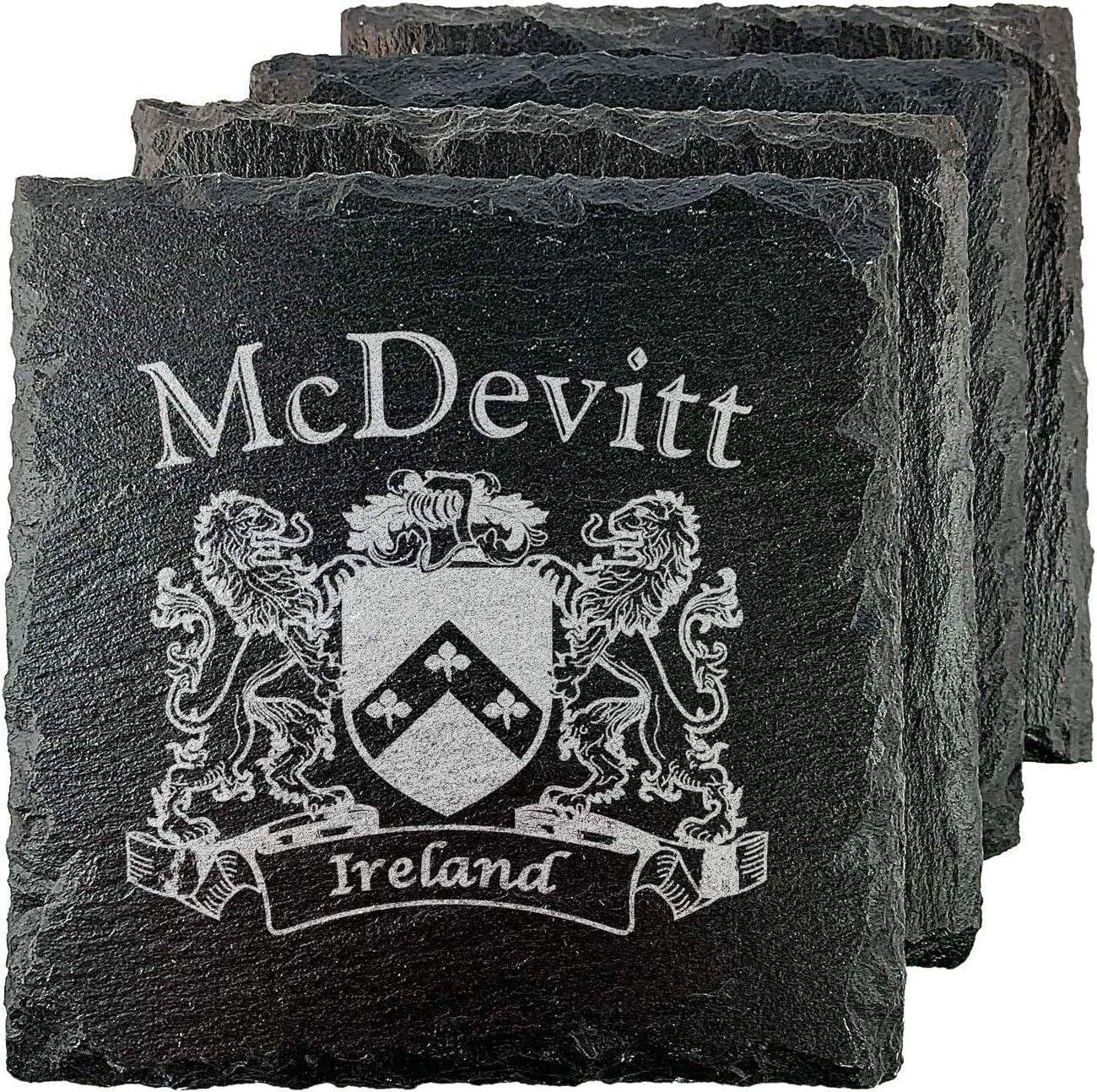 McDevitt Irish Coat of Arms Slate Coasters - Set of 4