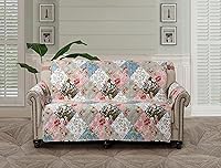 Vista 13 de Brilliant Sunshine Funda de Sofá de Cuadros y Rayas Azules con Diseño de Retazos, Funda Acolchada para Sofá Grande, 70" de Ancho de Asiento