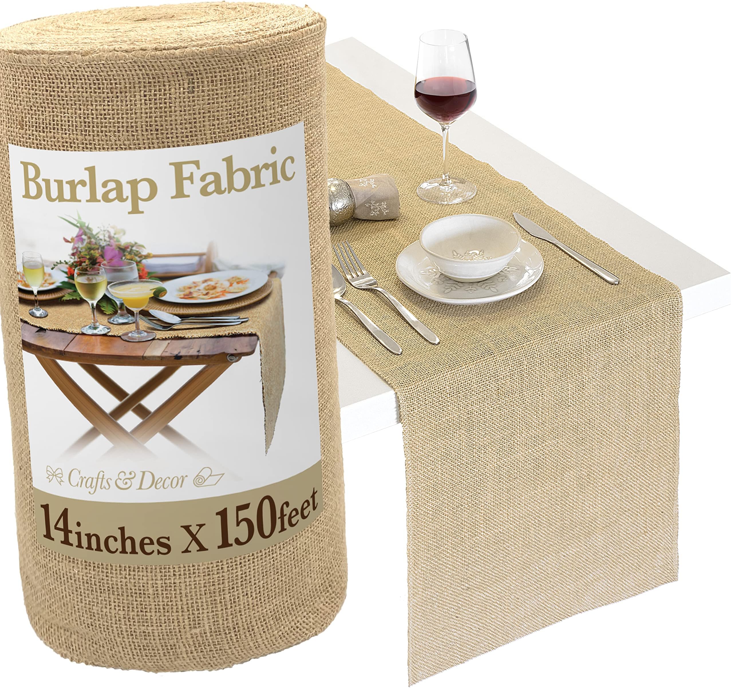 14" x 50yd NOFRAY NOMess Burlap Table Runner Roll