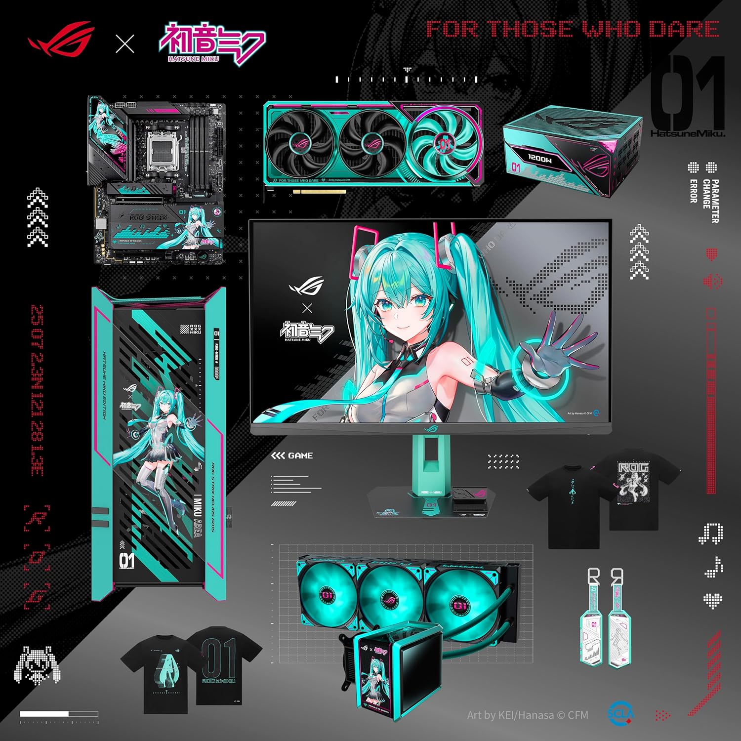 ASUS ROG Strix X870E-H Gaming WIFI7 Hatsune Miku Edition AMD X870E ATX Motherboard, 16+2+1 Power Stages, Dynamic OC Switcher, Core Flex, DDR5, 4X M.2, PCIe 5.0, Dual USB4 Ports, USB 10Gbps Type-C