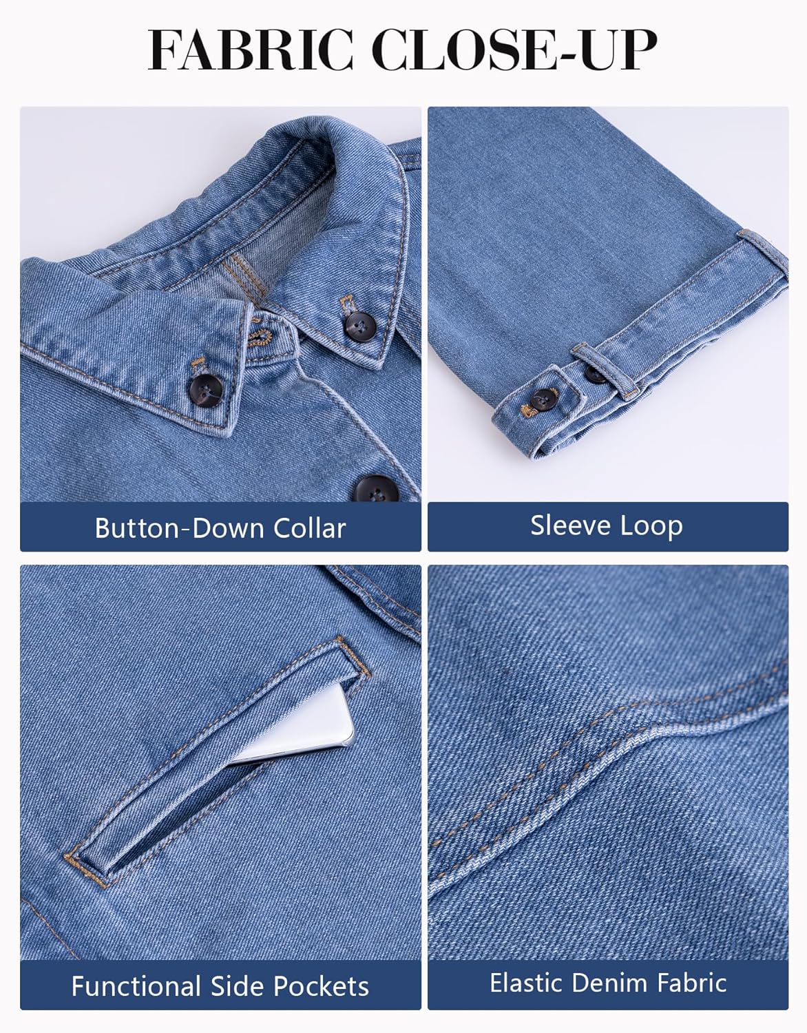 Kedera Women Denim Jacket Trench Coat Casual Button Down Long Sleeve Trendy Jean Coats with Pockets - Image 7