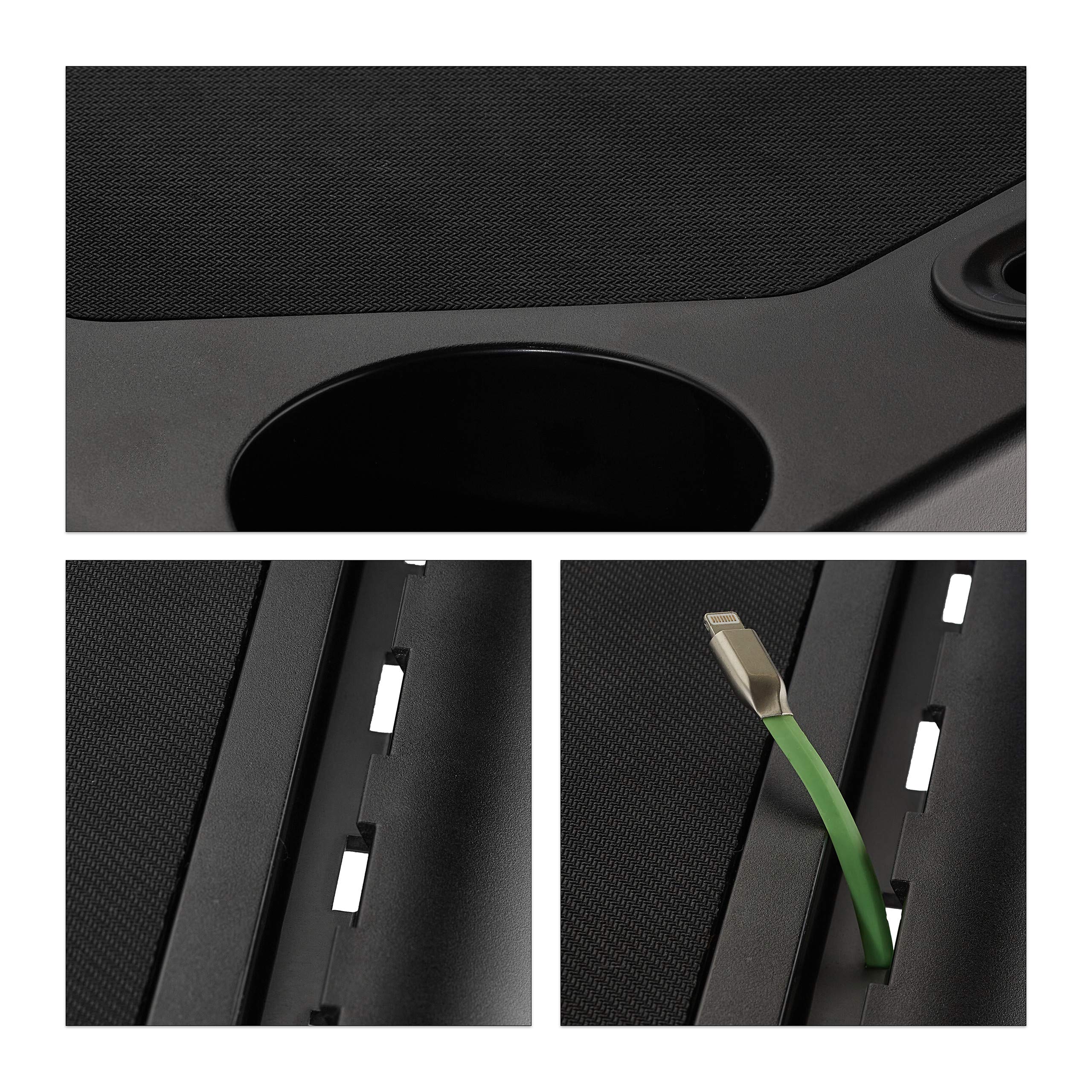 Relaxdays Tavolino Serviletto per Bicicletta, Altezza 88-125 cm, Tavolo Multiuso Porta Pc e Notebook, con Ruote, Nero
