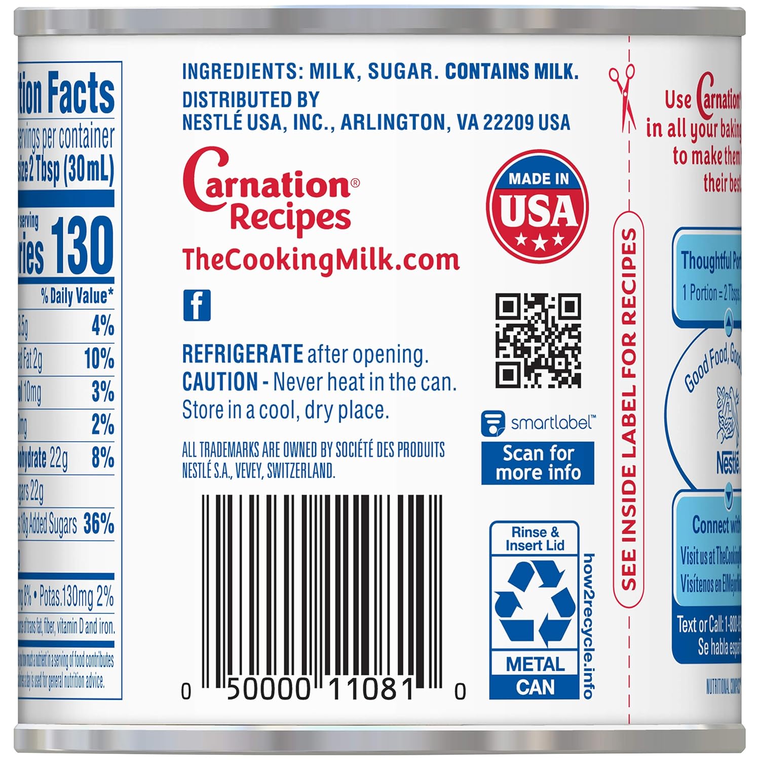 Carnation Sweetened Condensed Milk can next to a pan of Hello Dolly bars