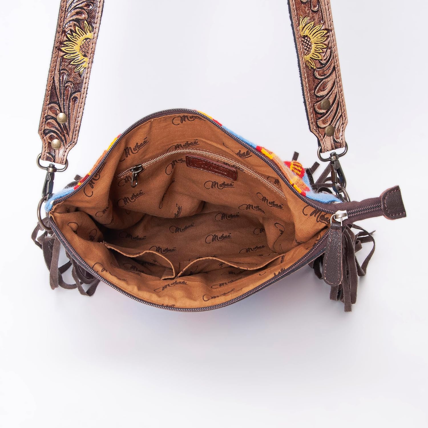 Merbaa Women Handtooled woolen saddle blanket hand woven Crossbody Bag