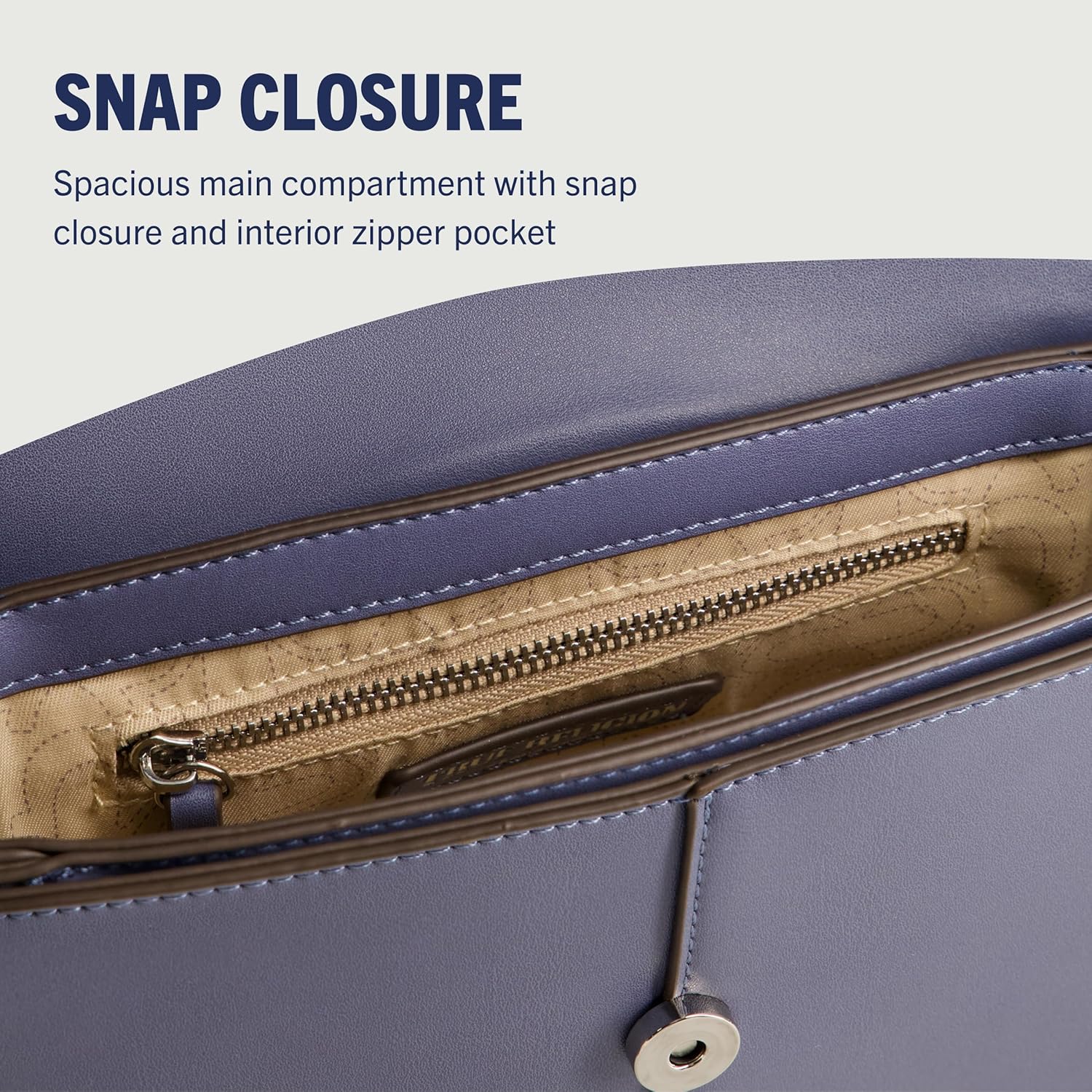 True Religion Saddle Bag, Women's Faux Leather Crossbody Purse with Adjustable Shoulder Strap, Blue, One Size