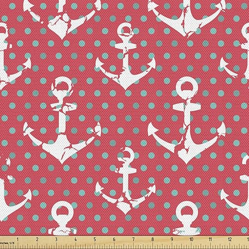 Vista 749 de Ambesonne Tela beige de The Yard, ilustración contemporánea de animales marinos en estilo retro, arte de caballito de mar de cangrejo de pulpo, tela