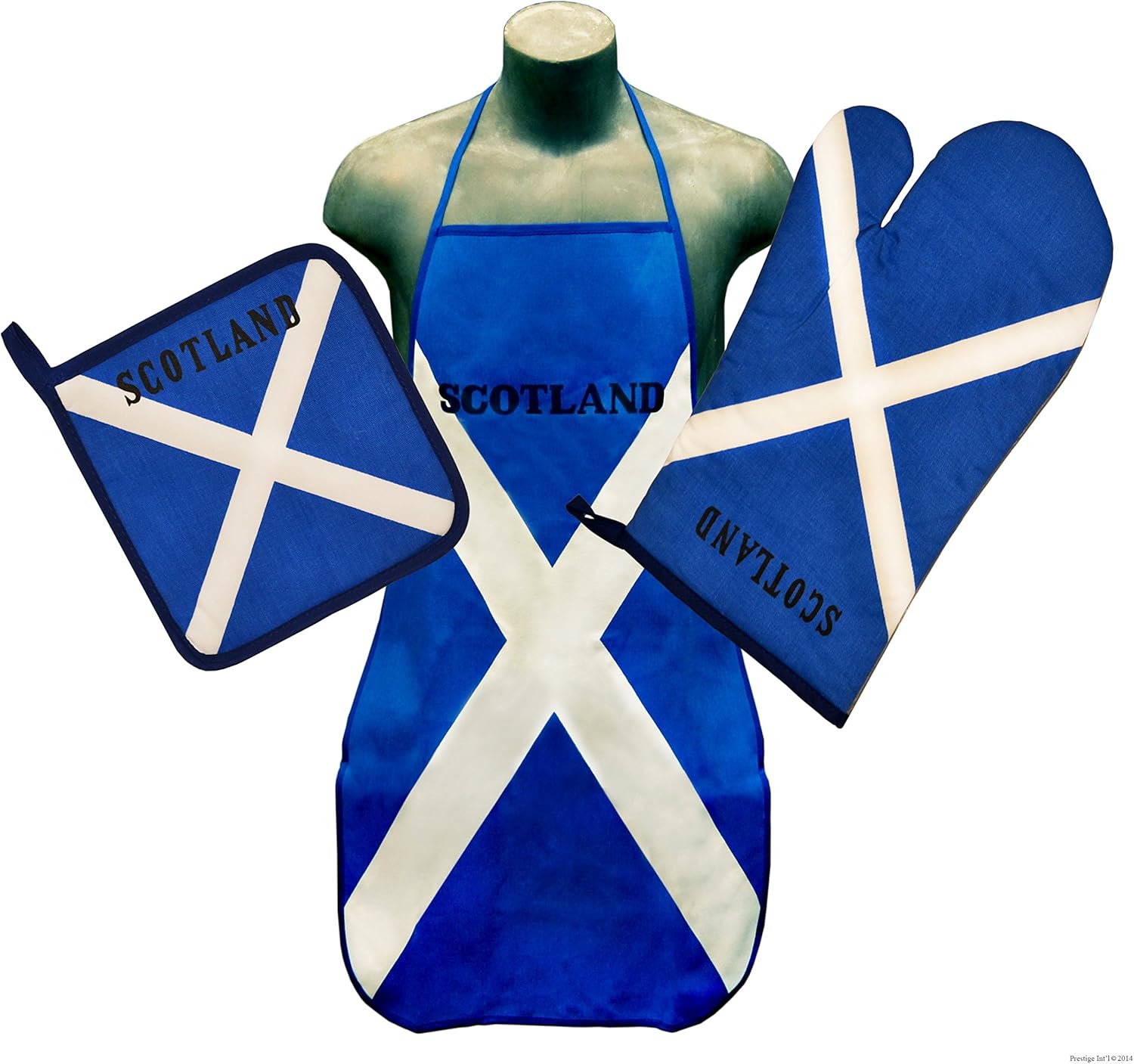 Scottish Saint Andrew's Cross Flag Kitchen & BBQ SetNew w/ Apron, Oven-mitt & Pot-holder Scotland the Saltire