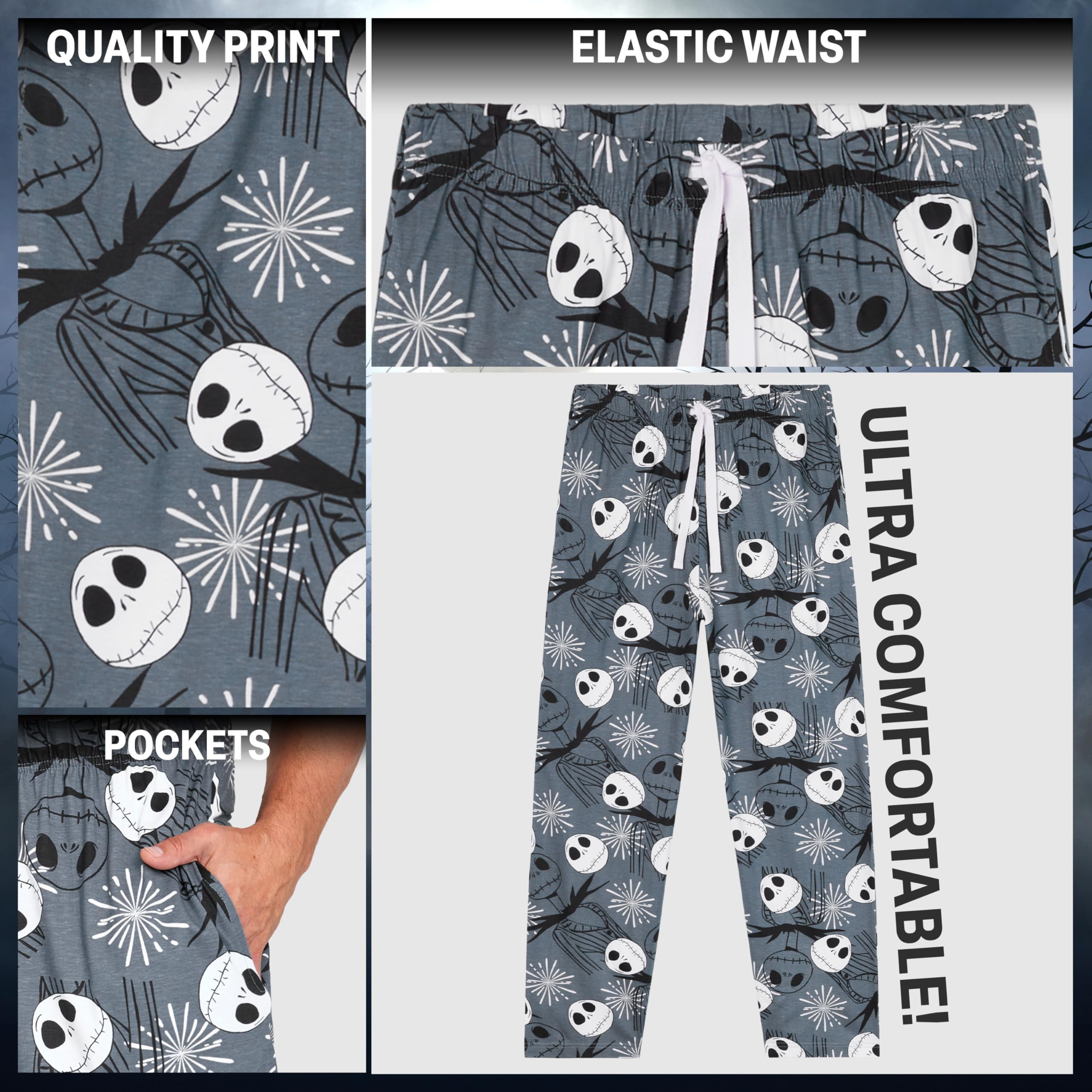 Disney Schlafanzug Hose Herren Freizeithose Lang 100% Baumwolle Jogginghose Teens Männer Pyjamahose mit Kordelzug