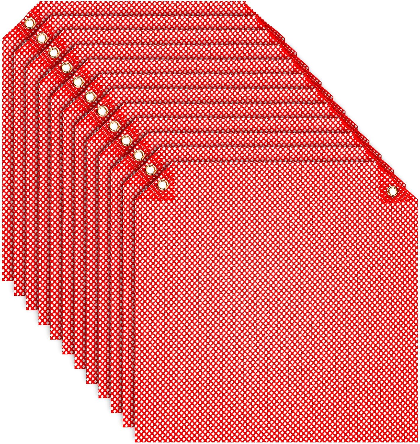 12 Pcs Safety Flags, 18 x 18 Inch Red Mesh Warning Flag with Metal Loop Weatherproof Thickened Oversize Load Flags for Trucks, Trailers