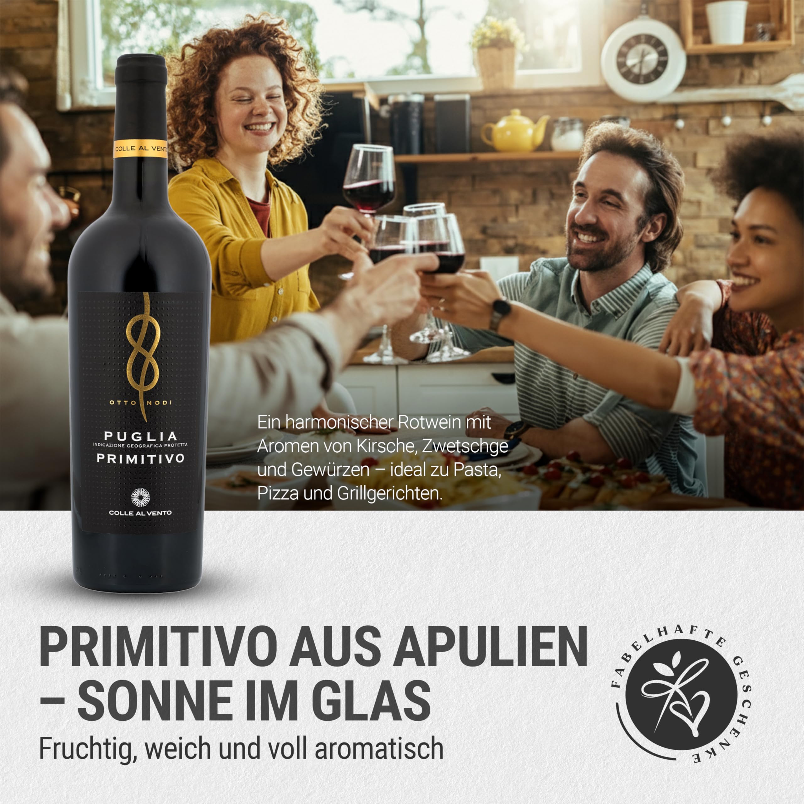 Präsentkorb Kulinarik Italien gefüllt mit trockenem Rotwein und italienischen Spezialitäten | Geschenkkorb für Männer & Frauen | mit " Herzlichen Glückwunsch" Banderole