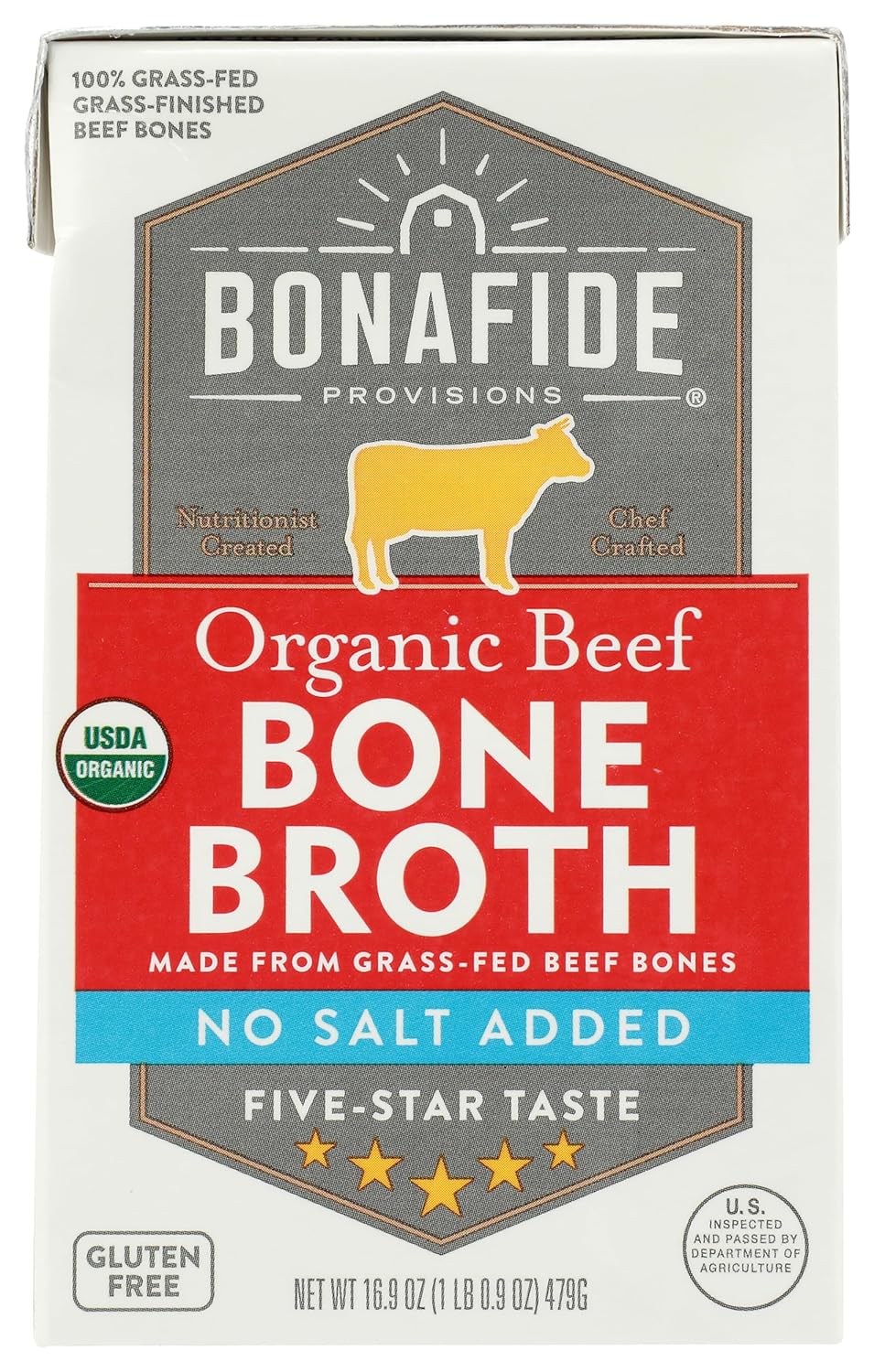 BONAFIDE PROVISIONS Organic No Salt Added Beef Bone Broth, 16.9 OZ