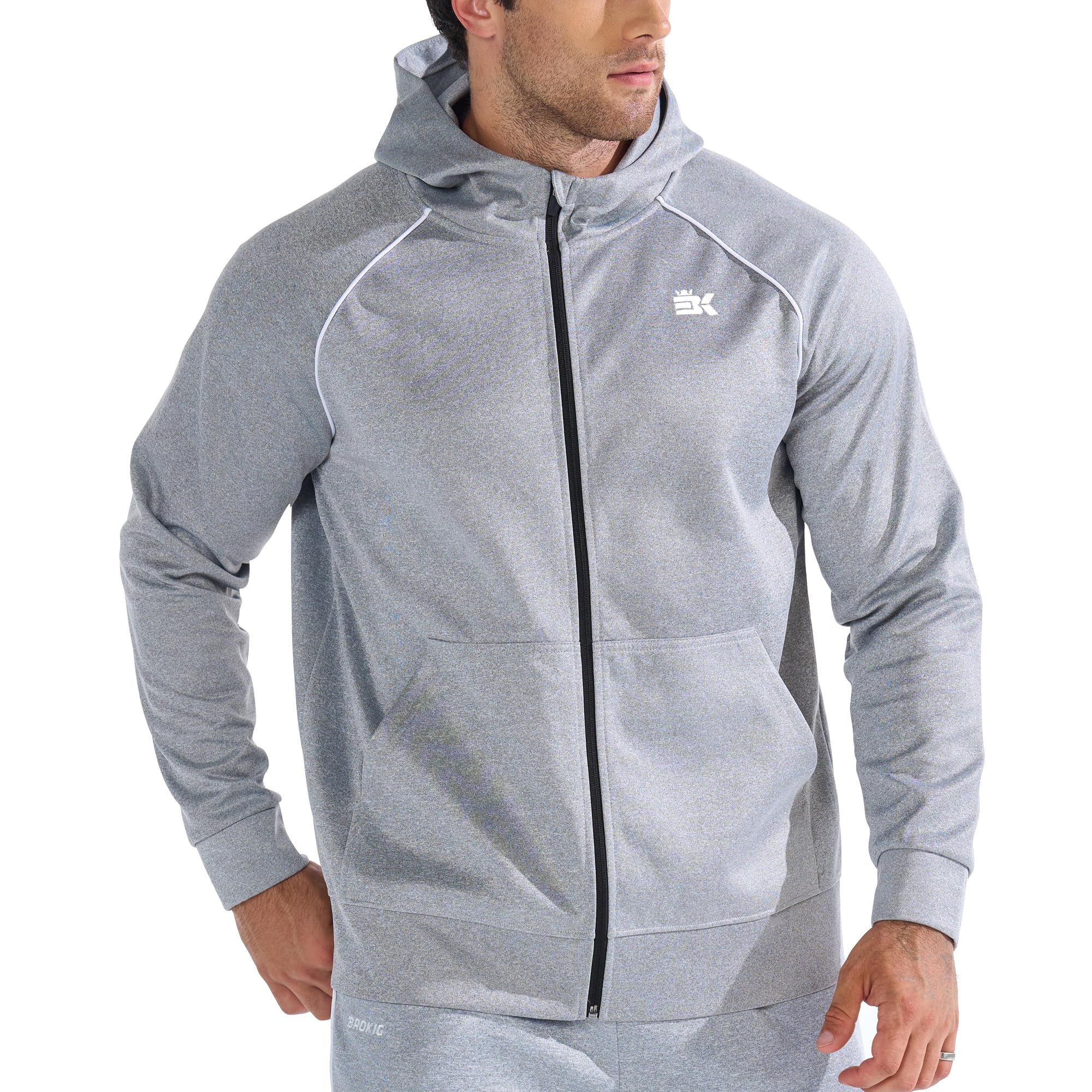 BROKIG Zipplat - Felpa con cappuccio, da uomo, con cappuccio, con cerniera, casual, invernale, con cerniera, per sport, abbigliamento casual