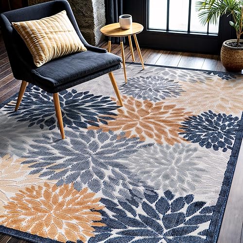 Miniatura 383 de CAMILSON Indoor Outdoor Rug 5x7 Bohemian Medallion Floral Area Rugs for Indoor and Outdoor Patios Easy-Cleaning Non-Shedding Living Room Garden and