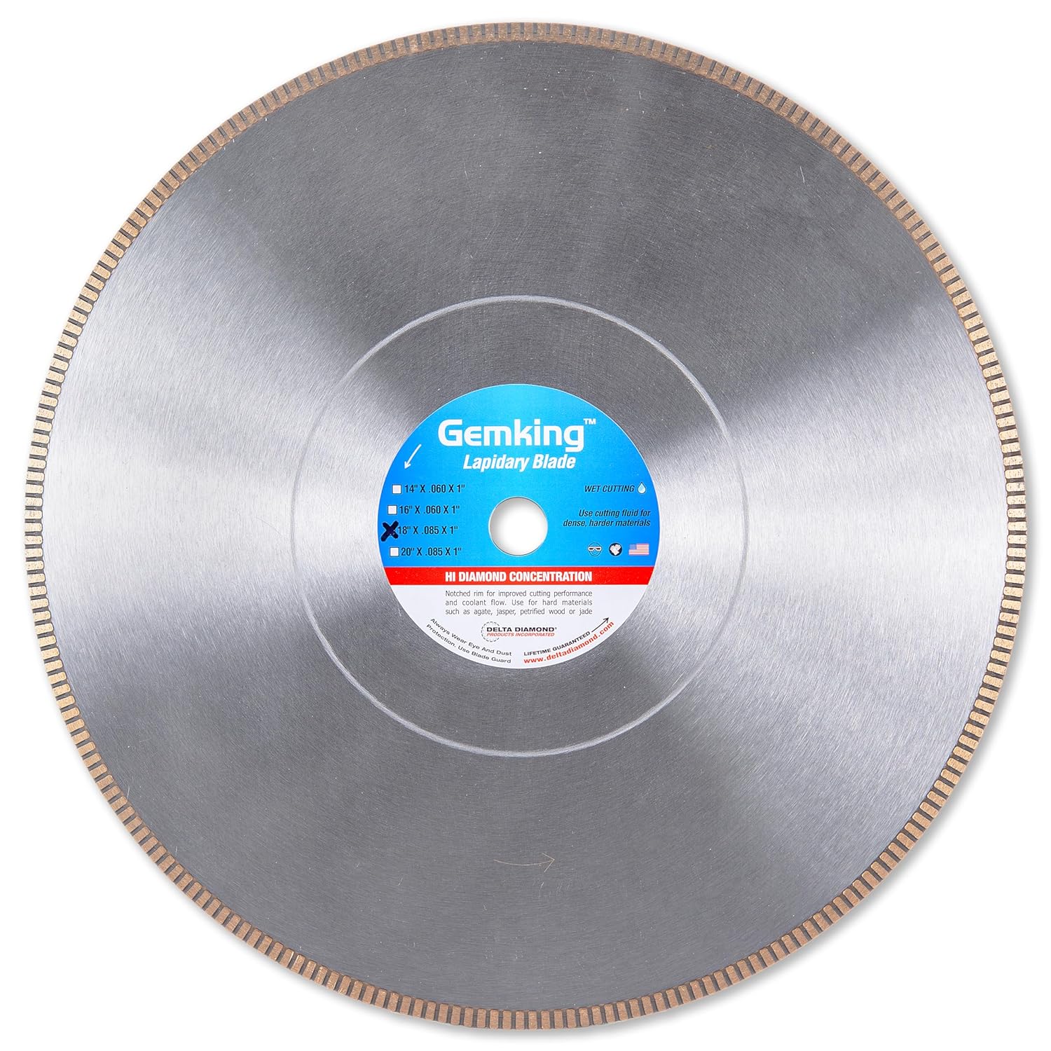 Gemking Lapidary Saw Diamond Blade, 6-inch, Ultra-Thin Notched Rim for Gemstones, Agate, Geodes (6" X .040 X 5/8" Arbor)