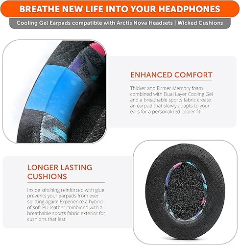 Miniatura 23 de WC Freeze for Arctis Nova - Almohadillas híbridas de repuesto de gel refrescante para Arctis Nova Pro Wired, Nova 7, 5, 4, 3, 1 - Fabricado por