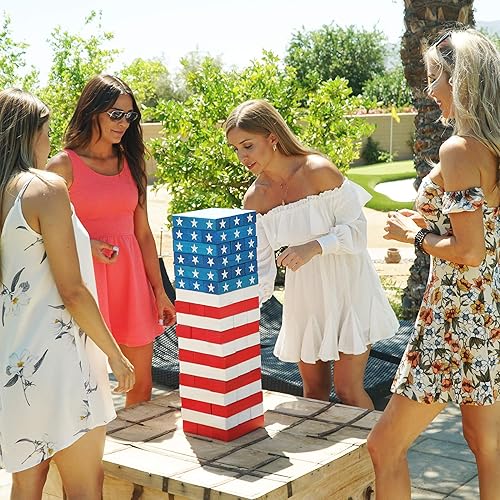 Miniatura 2 de GoSports Torre gigante de madera, apila hasta 5 pies, tinte de madera marrón, gris, natural, estrellas y rayas o madera dura tropical