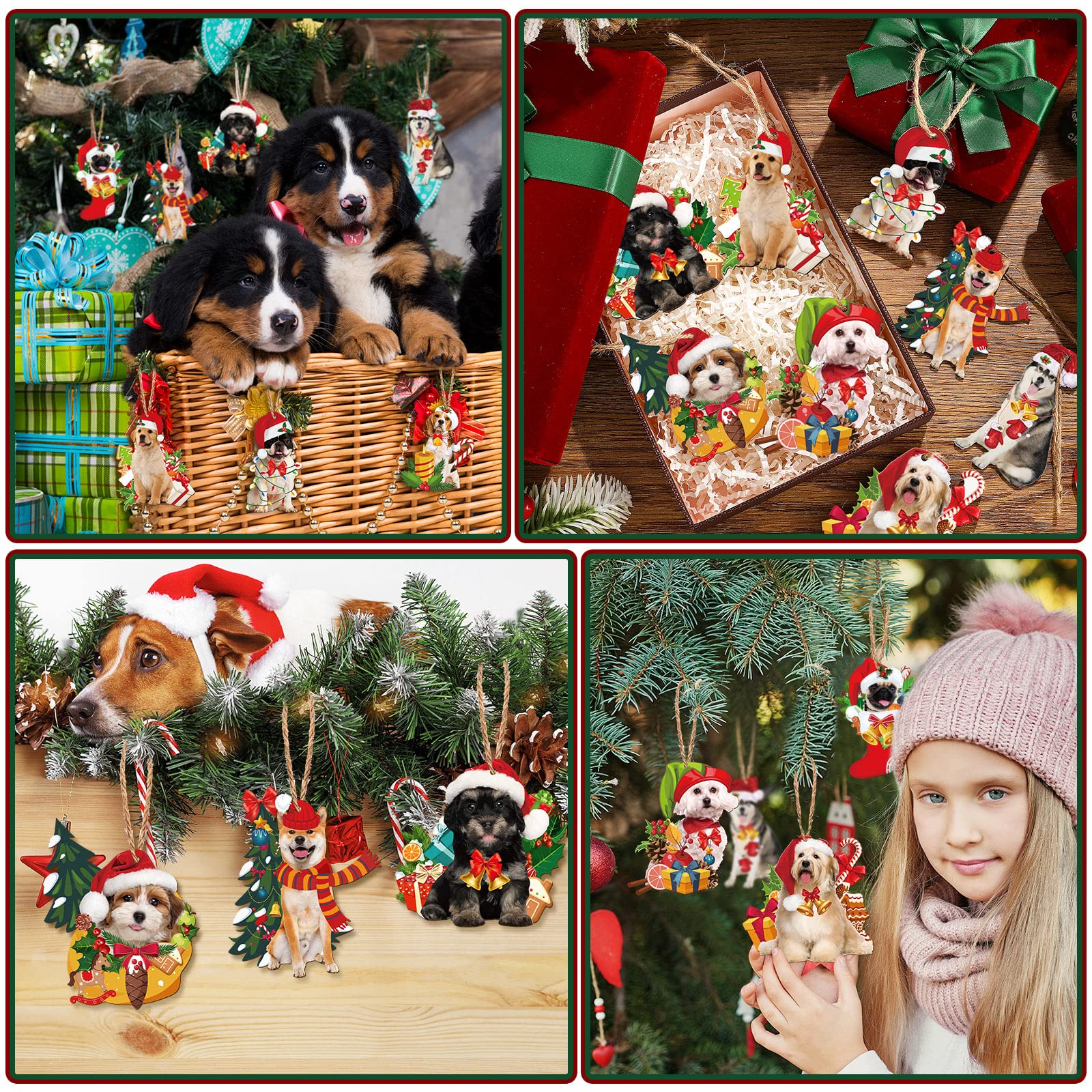 40 Stück Hund Weihnachtsbaum Ornament Xmas Dekorationen Lustige Hund Weihnachtsbaum Ornament Hundeliebhaber Geschenk Hund Hängende Dekoration Sortierte Hund Urlaub Weihnachtsbaum Ornament für