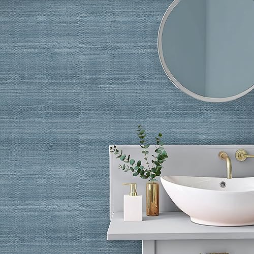 Miniatura 6 de Zeeko Papel tapiz de paja azul de 17.3 x 196.8 pulgadas, papel de contacto para despegar y pegar, papel tapiz moderno de granja, autoadhesivo,