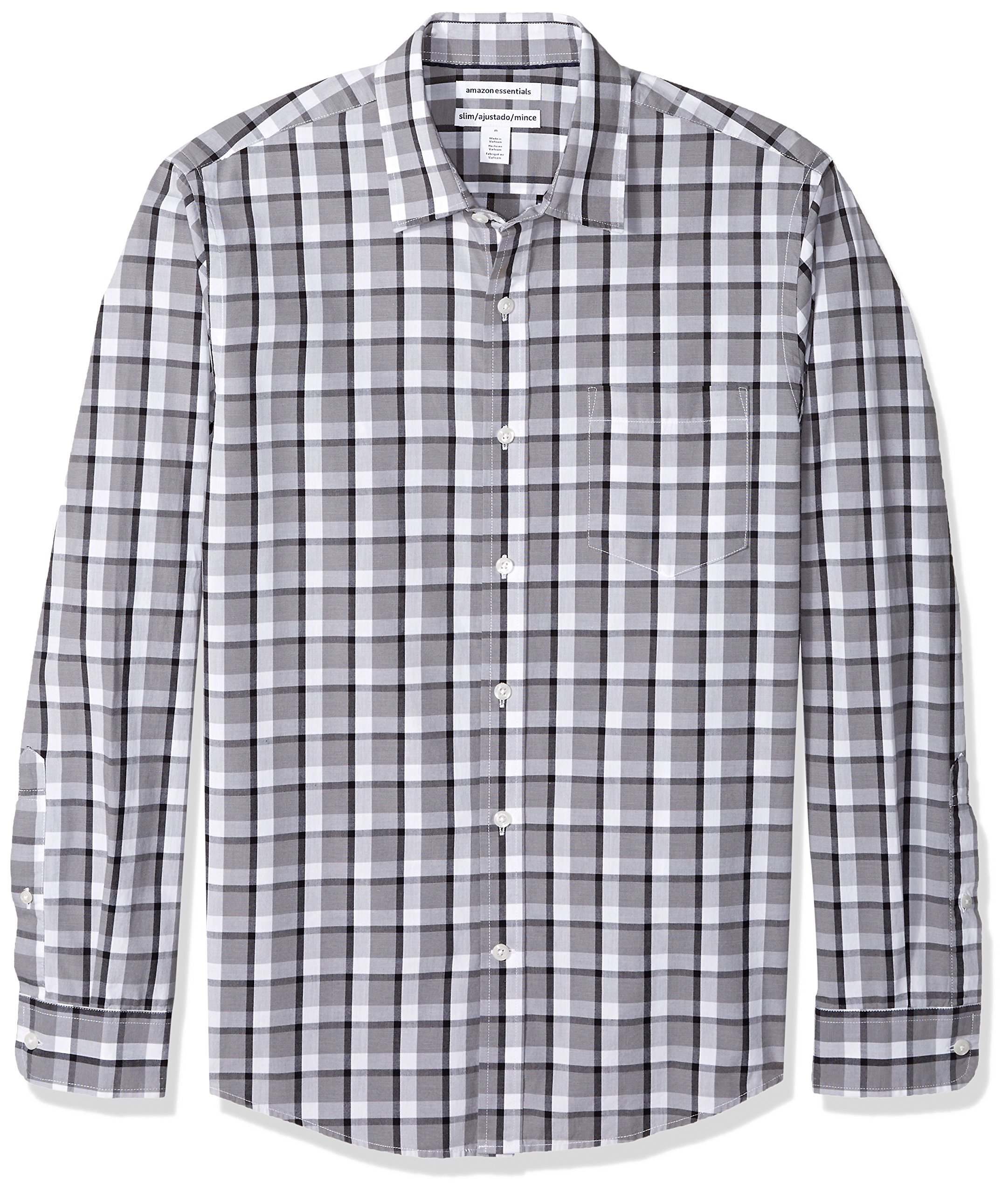Amazon Essentials Men's Regular-Fit Long-Sleeve Casual Poplin Shirt, Button Front, Business Casual, Collared