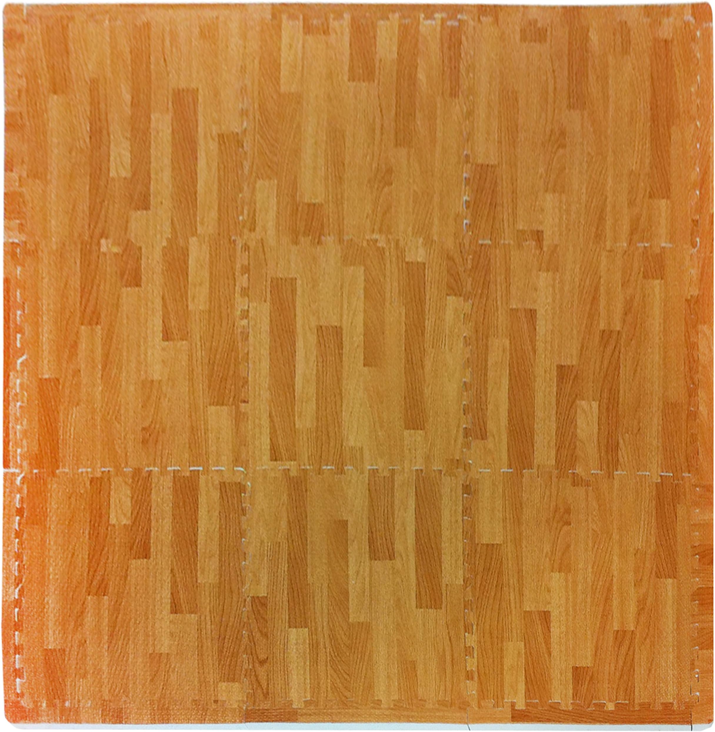 Tadpoles 9 Tile Natural Wood Grain Playmat | Interlocking Tiles with 12 Border Pieces | Soft EVA Foam | Safe & Durable | Total Floor Coverage 38” x 38” | for Kids & Adults | Oak