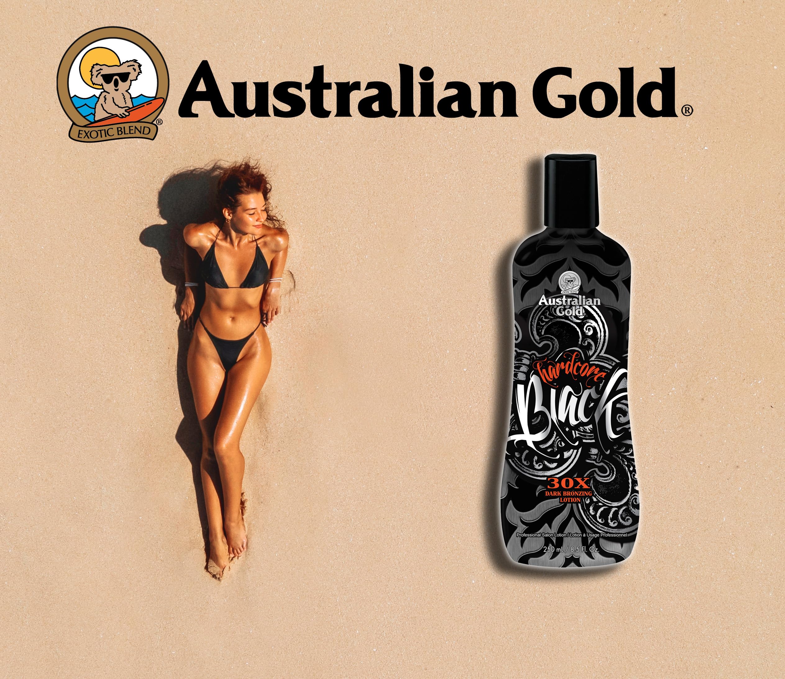 Australian Gold Hardcore Black 30x Lozione abbronzante, 250 ml