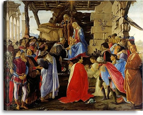 A&T ARTWORK Adoración de los Reyes Magos por Sandro Botticelli The World Classic Art Reproductions, impresiones en lienzo giclée arte de pared para