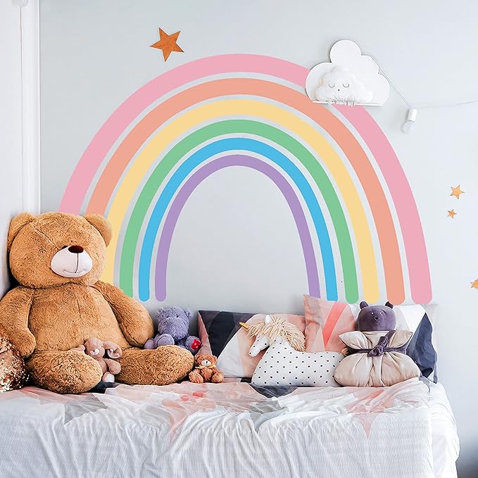 Decords Rainbow Wall Decals Peel and Stick - Rainbow Wall Sticker Decals, Boho Rainbow Decor