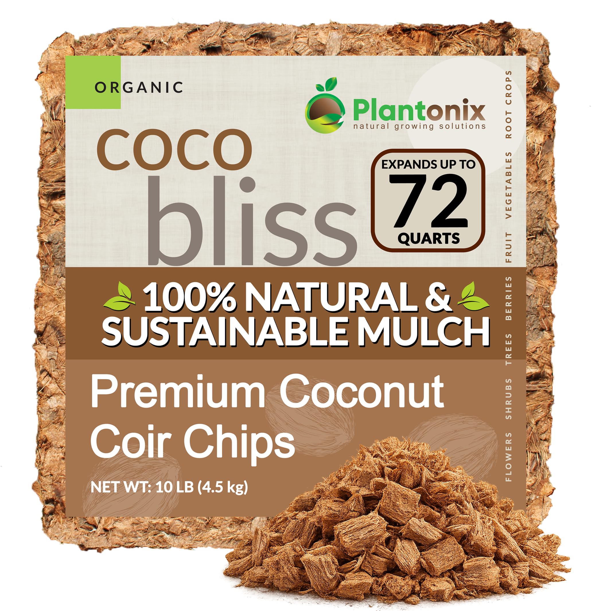 Plantonix Coco Chips Mulch Brick (10lbs)