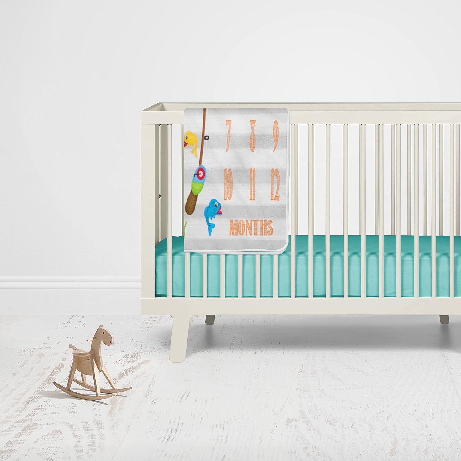 Fishing Milestone Blanket Month Blanket Baby Watch Me Grow Growth Tracker Fishing Pole Blanket Baby Shower Personalize Baby Newborn Gift (30x40) Grey