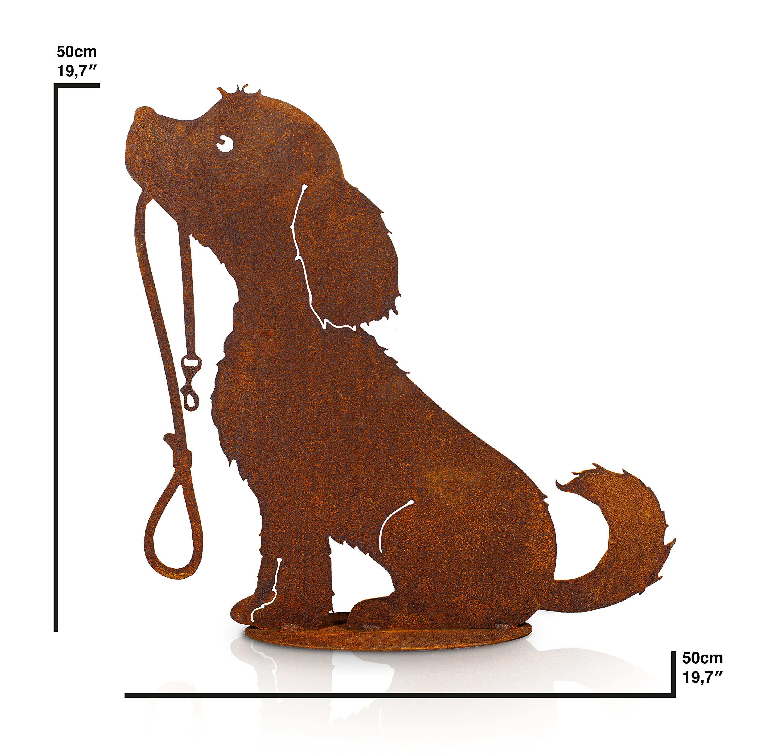 Statua da giardino per cani, in metallo effetto ruggine, decorazione per giardino, aiuole o porta di casa