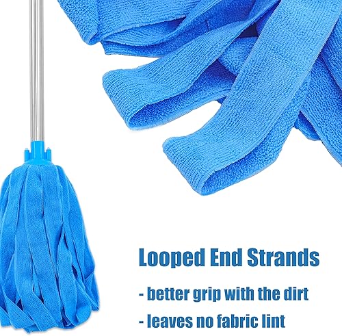 Miniatura 4 de Repuesto de trapeador de tela de microfibra azul compatible con postes roscados estándar de 3/4 pulgadas, 3 piezas (3 cabezales de fregona de