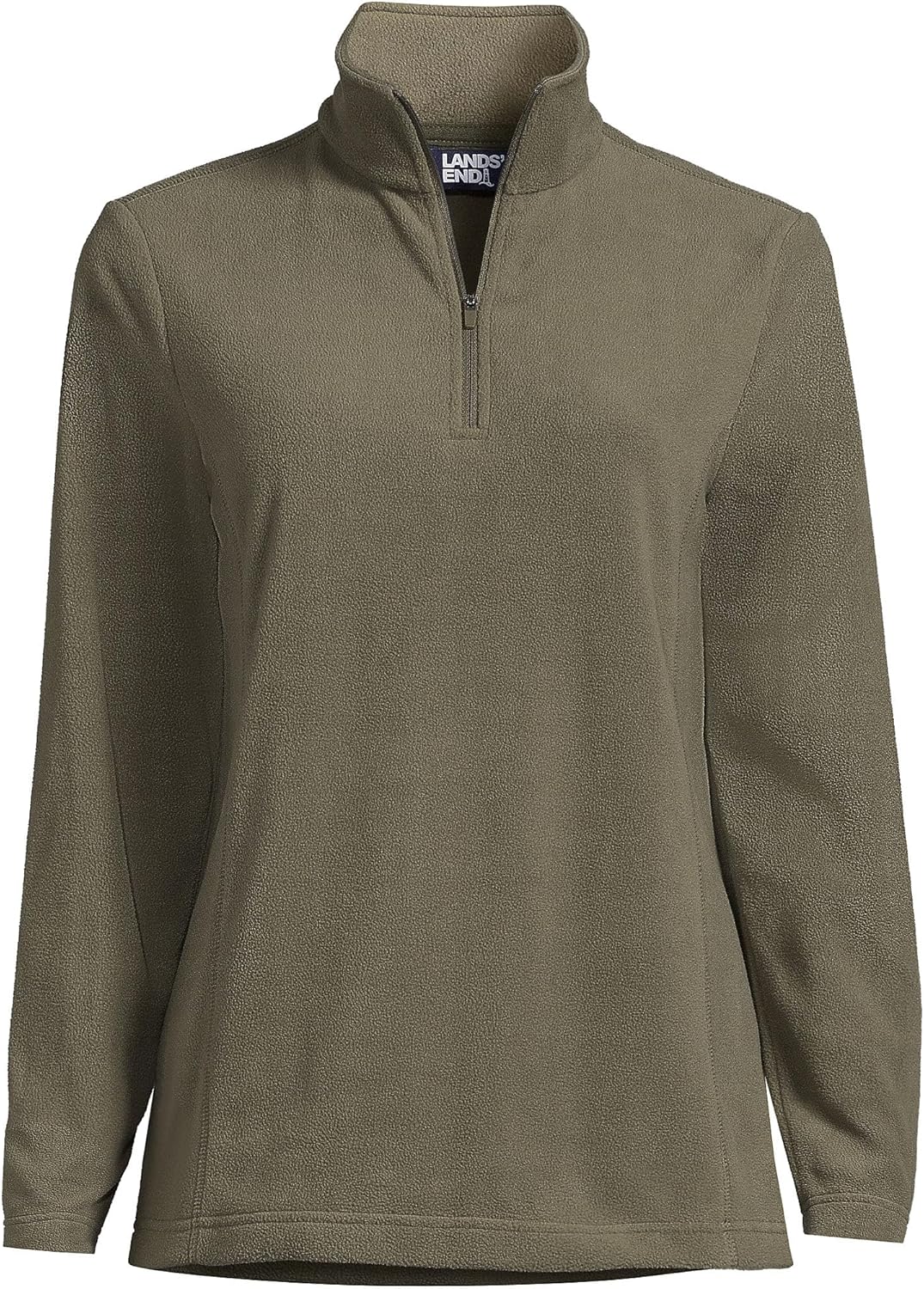 Lands' End Womens Anyweather Quarter Zip Fleece Pullover Forest Moss Tall Small - Image 4
