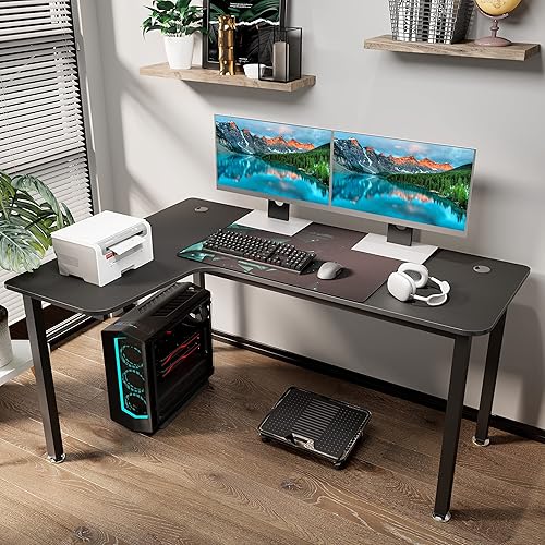 Miniatura 5 de Its_Organized Escritorio en forma de L escritorio esquinero para juegos de computadora de 60 pulgadas escritorio de estudio de estudio estación de