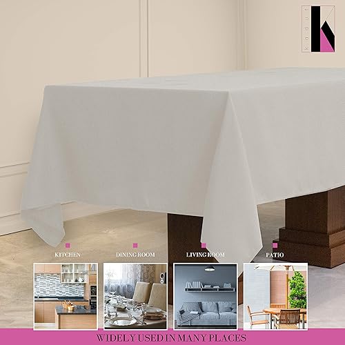 Vista 33 de Kadut Mantel rectangular de 90 x 132 pulgadas, mantel rectangular negro para mesa de 6 pies en poliéster lavable, caída de 30 pulgadas, ideal