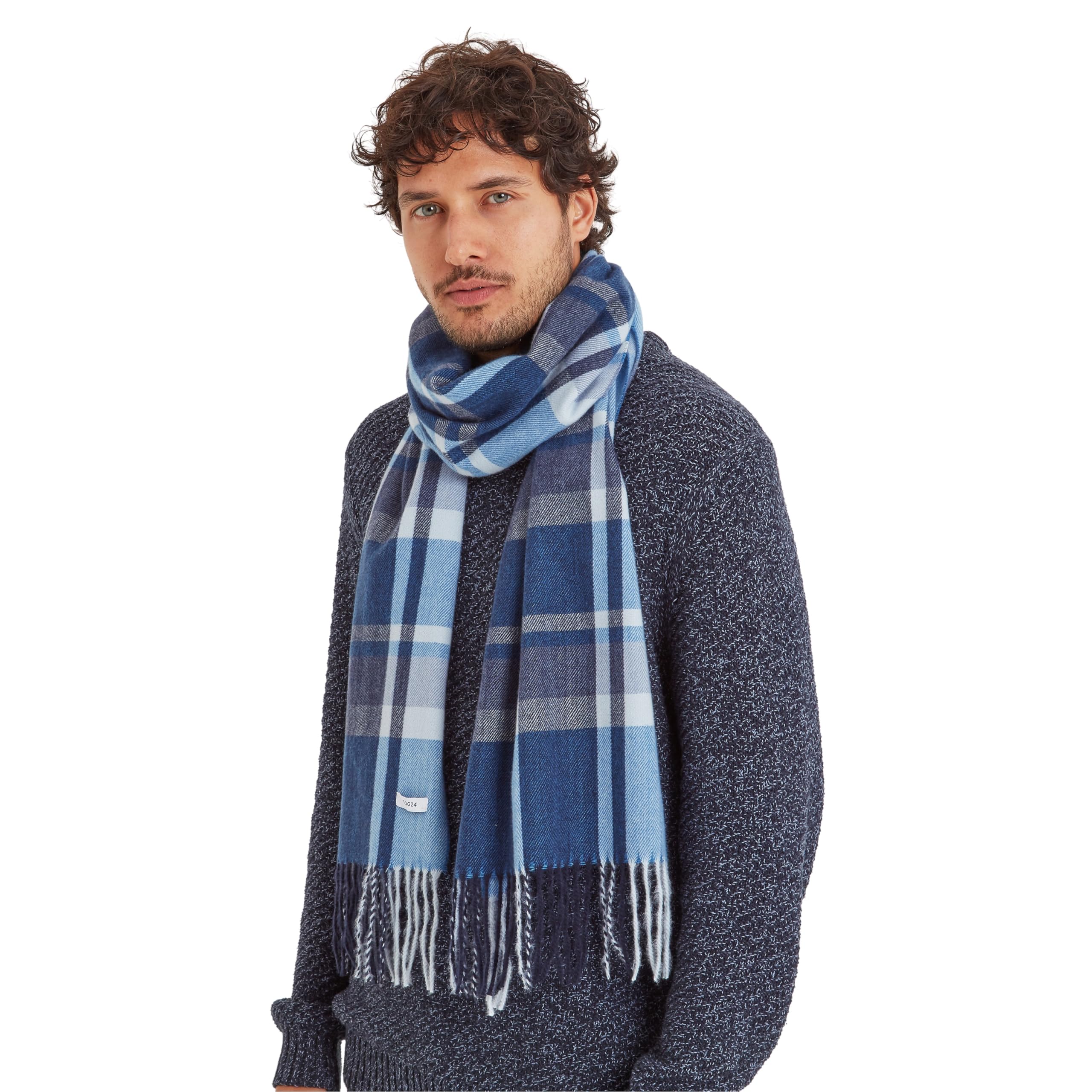 TOG24 Hayner Unisex Winter Chunky Woven Scarf In Classic Check Pattern with Tassels