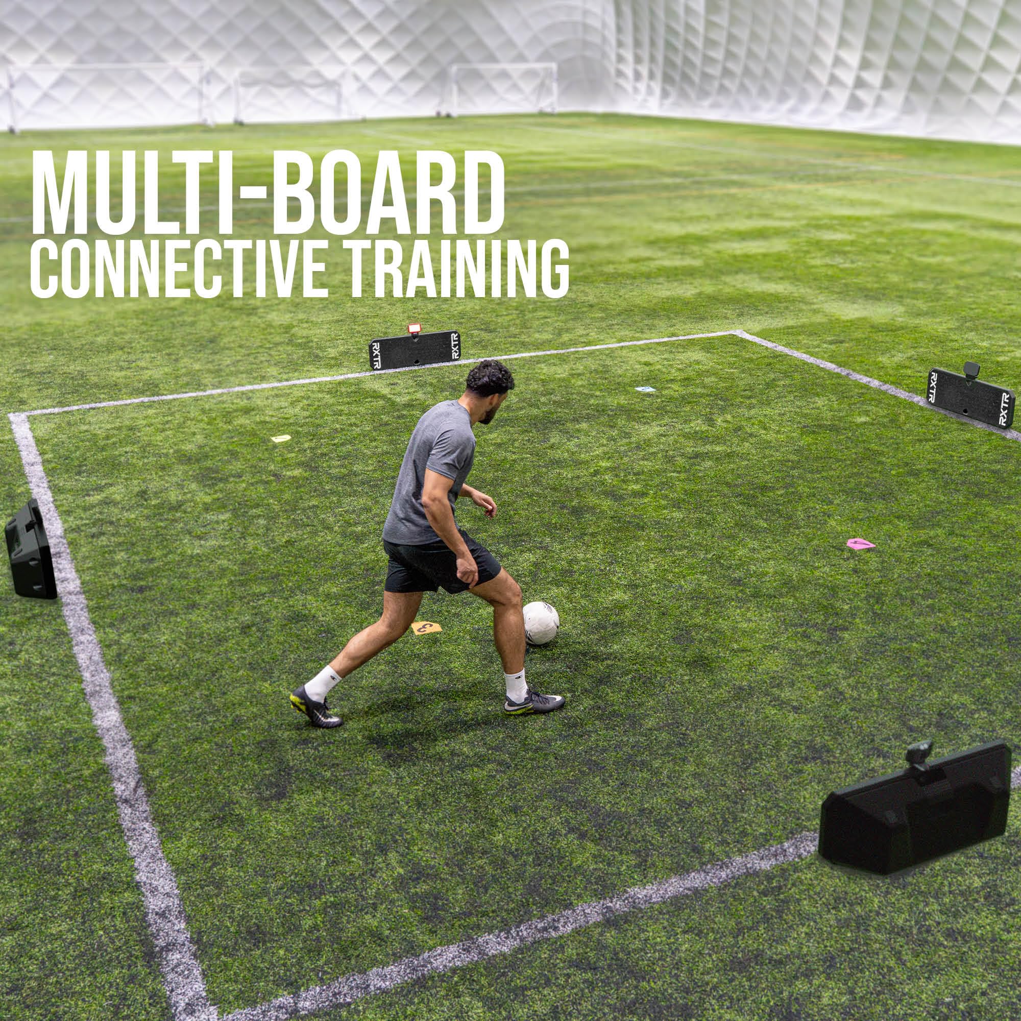 RXTR PRO Coach Soccer Training System – Smart Reaction Light & Soccer Rebound Board con punteggio in tempo reale, 17 esercizi pre-programmati, allenamento senza app per tutti i livelli di abilità