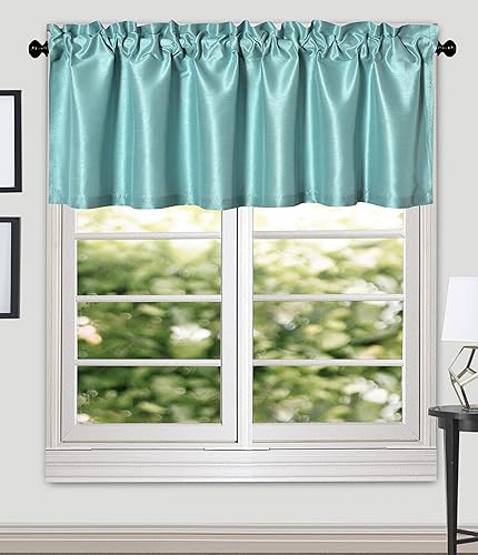 Miniatura 8 de Aiking Home (paquete de 2) cenefa de ventana de seda sintética sólida, 56 x 16 pulgadas, berenjena